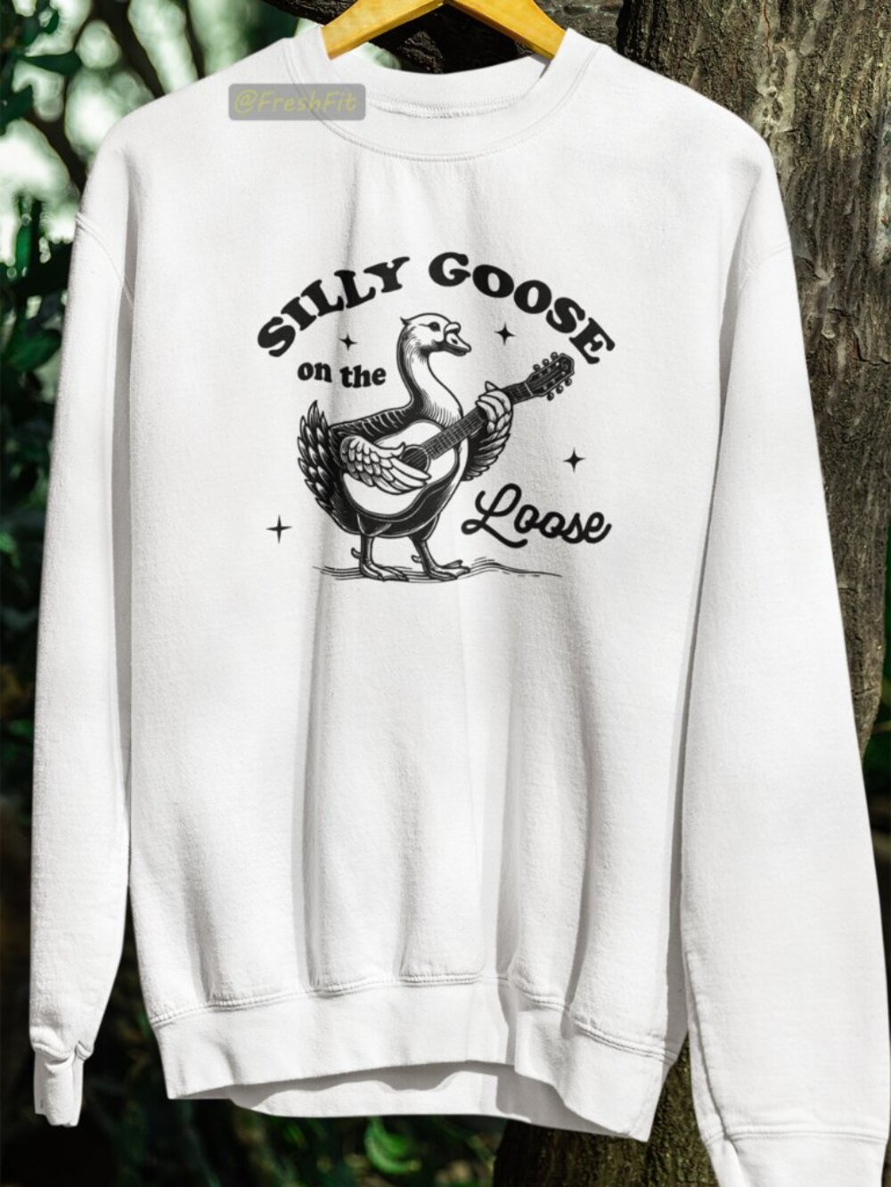 🆕Silly Goose On The Loose Fleece Crew Sweatshirt White